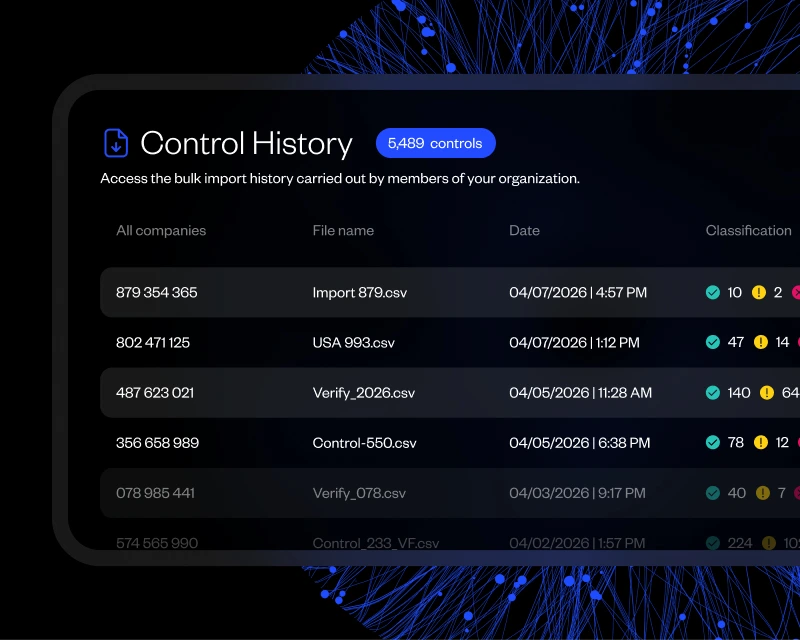 Control History panel from Sis ID solution