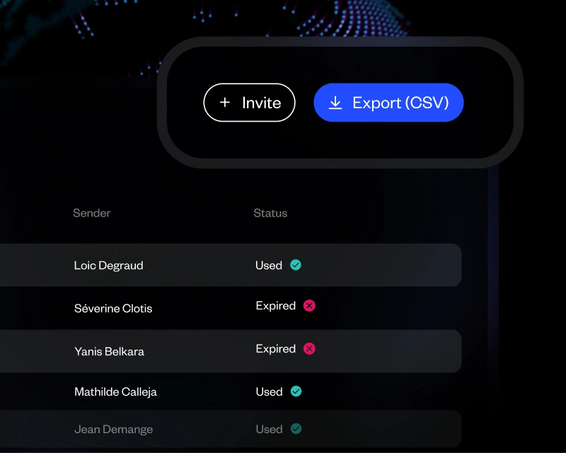 Export CSV panel from Sis ID solution