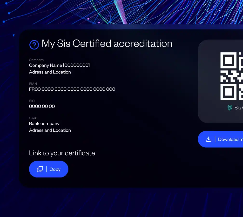 Sis Certified accreditation panel from Sis ID solution