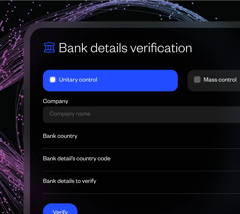 bank details verifications – B Bank details verification panel from Sis ID solution